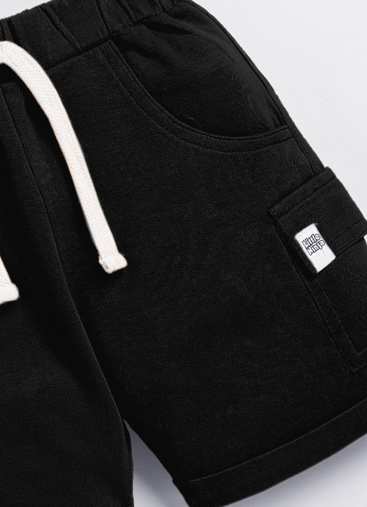 Short For Boys Casual Solid Cotton Blend  (Black, Pack of 1)