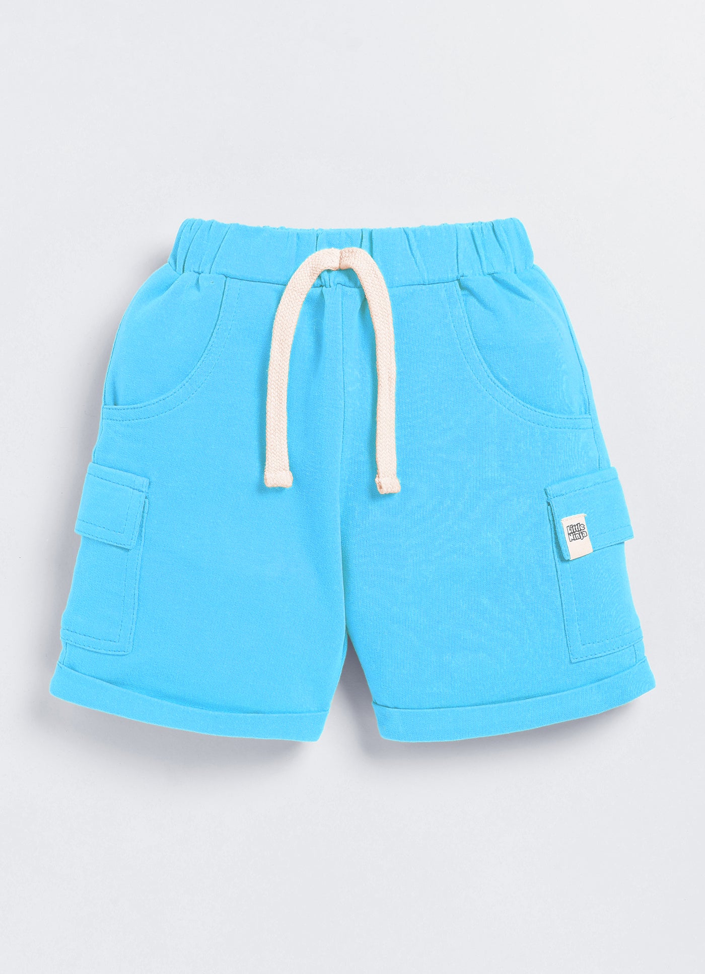 Baby Boys Casual T-shirt Shorts  (Cream and Blue)