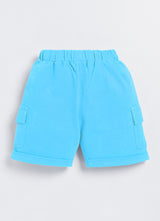 Baby Boys Casual T-shirt Shorts  (Cream and Blue)
