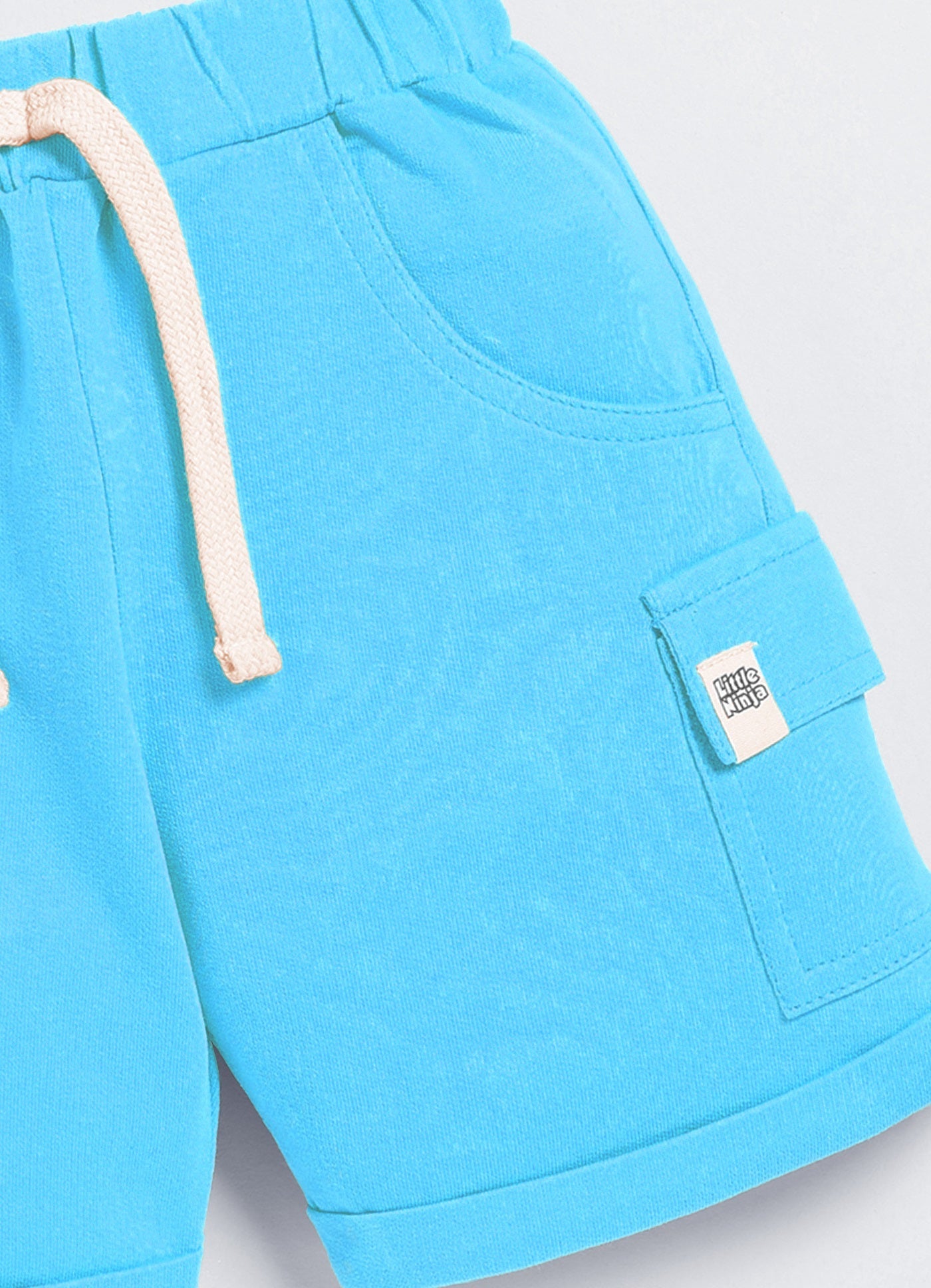 Short For Boys Casual Solid Cotton Blend  (Light Blue, Pack of 1)