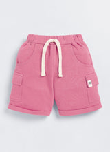 Short For Boys Casual Solid Cotton Blend  (Pink, Pack of 1)