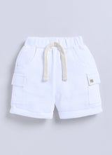 Short For Boys Casual Solid Cotton Blend  (White, Pack of 1)