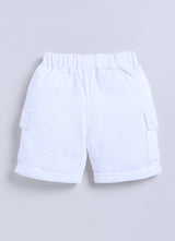 Short For Boys Casual Solid Cotton Blend  (White, Pack of 1)