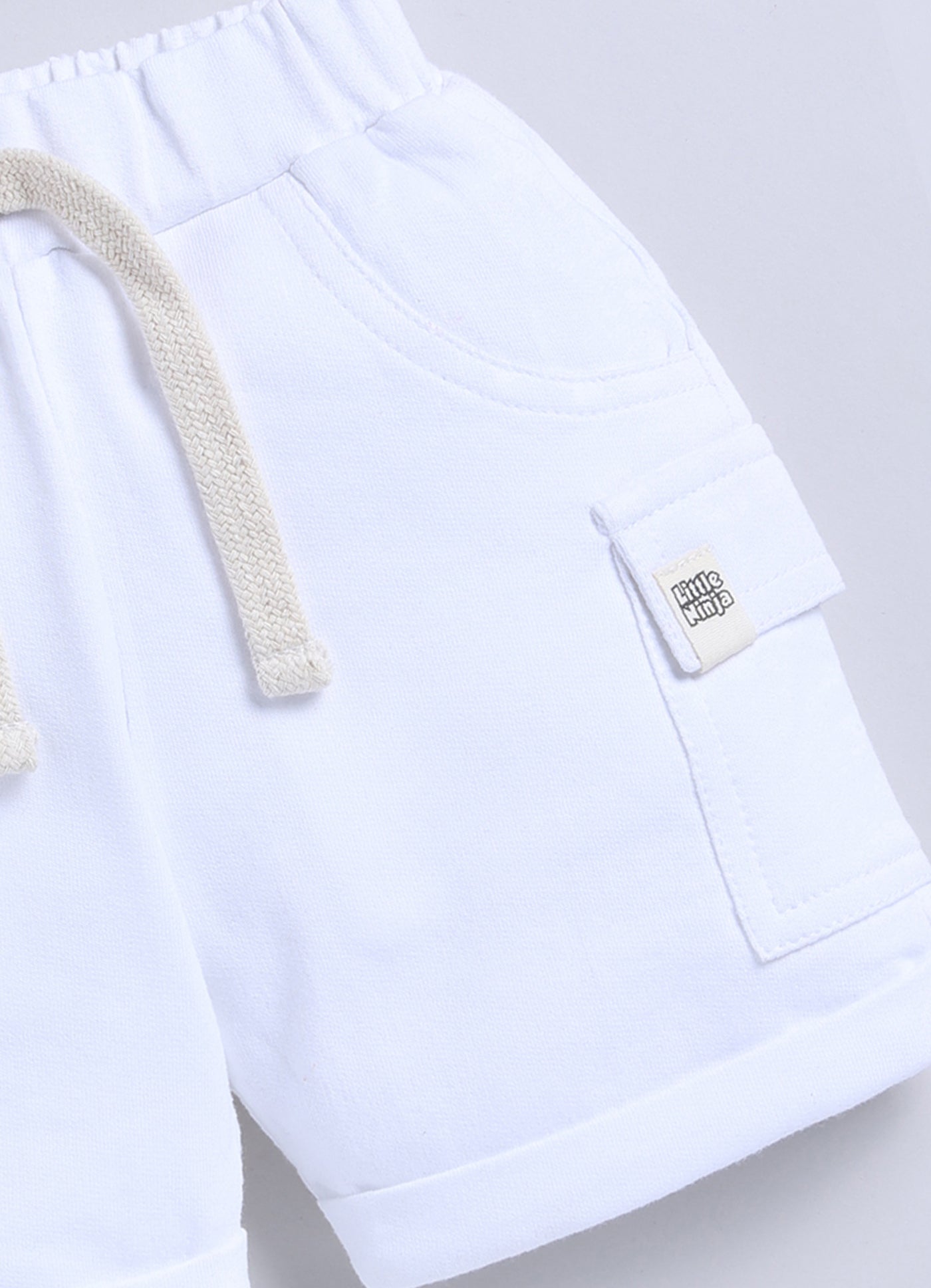 Short For Boys Casual Solid Cotton Blend  (White, Pack of 1)