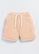 Short For Boys Casual Solid Cotton Blend  Beige, Pack of 1)
