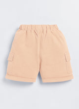 Short For Boys Casual Solid Cotton Blend  Beige, Pack of 1)