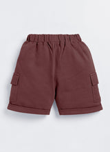 Short For Boys Casual Solid Cotton Blend  (Brown, Pack of 1)