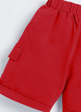 Short For Boys Casual Solid Cotton Blend  (Red, Pack of 1)