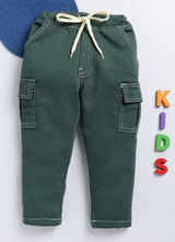 Baby Boys Jogger Fit Mid Rise Dark Green Jeans
