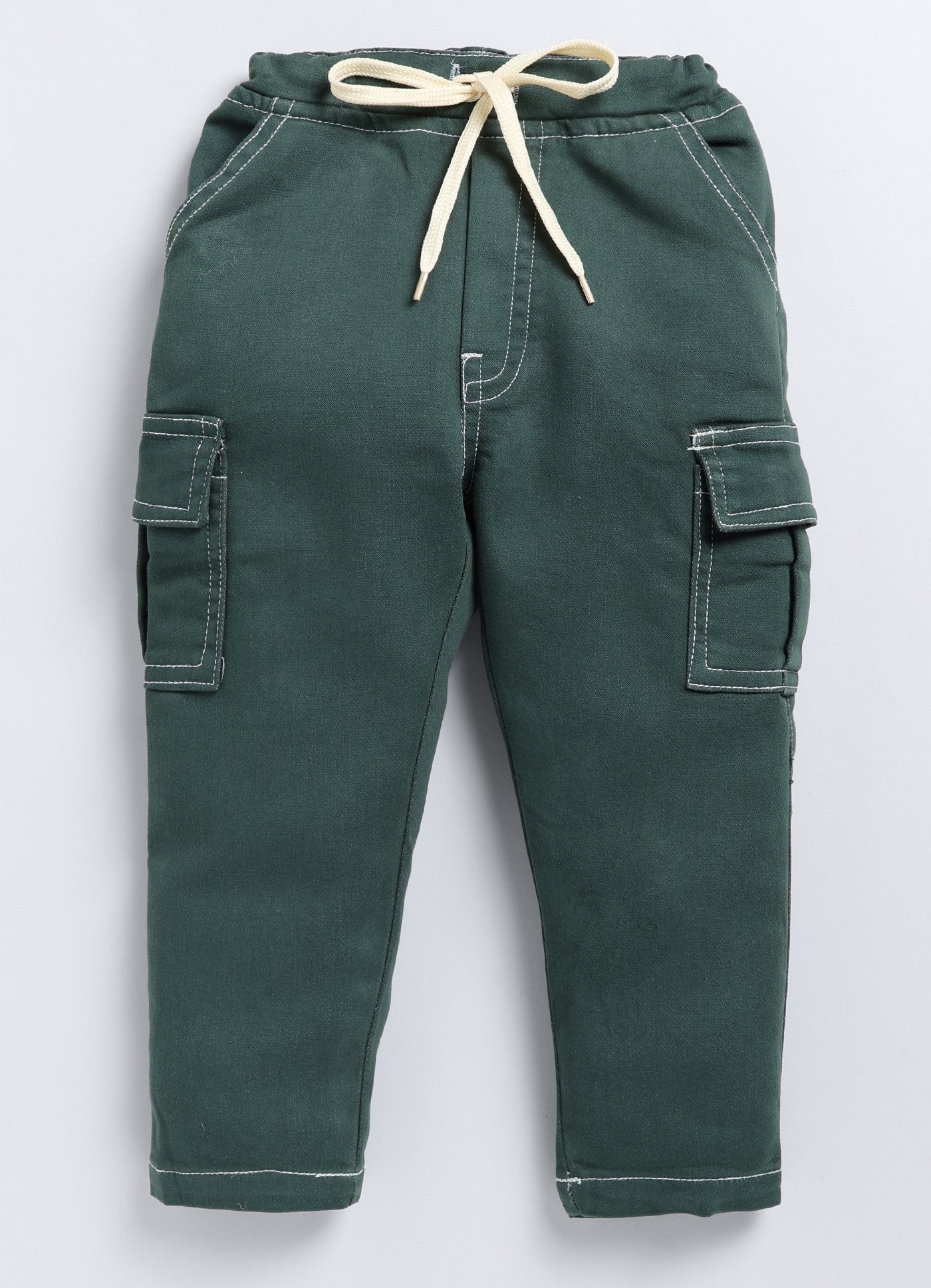 Baby Boys Jogger Fit Mid Rise Dark Green Jeans