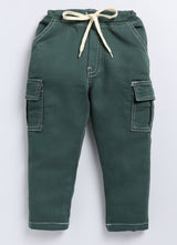 Baby Boys Jogger Fit Mid Rise Dark Green Jeans