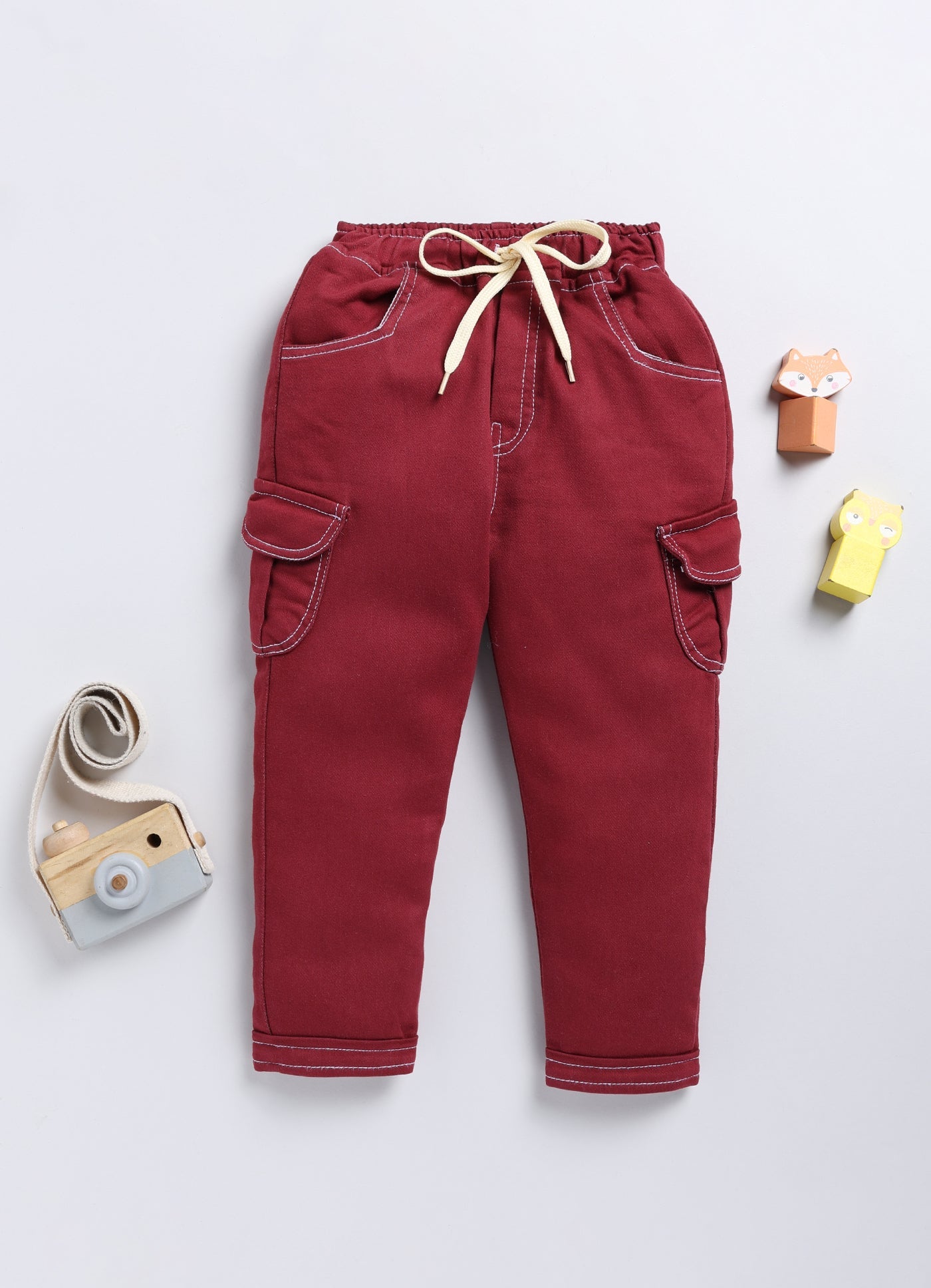 Boys Jogger Fit Mid Rise Maroon Jeans