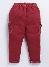Boys Jogger Fit Mid Rise Maroon Jeans
