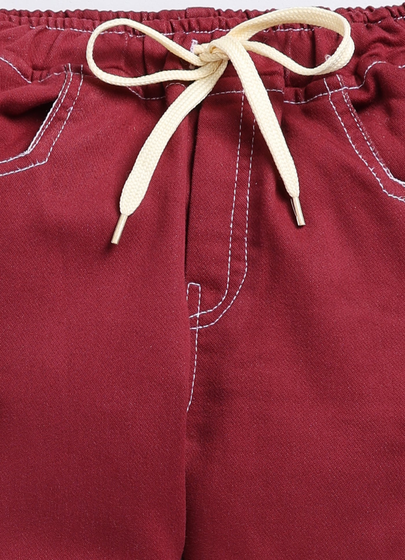 Boys Jogger Fit Mid Rise Maroon Jeans