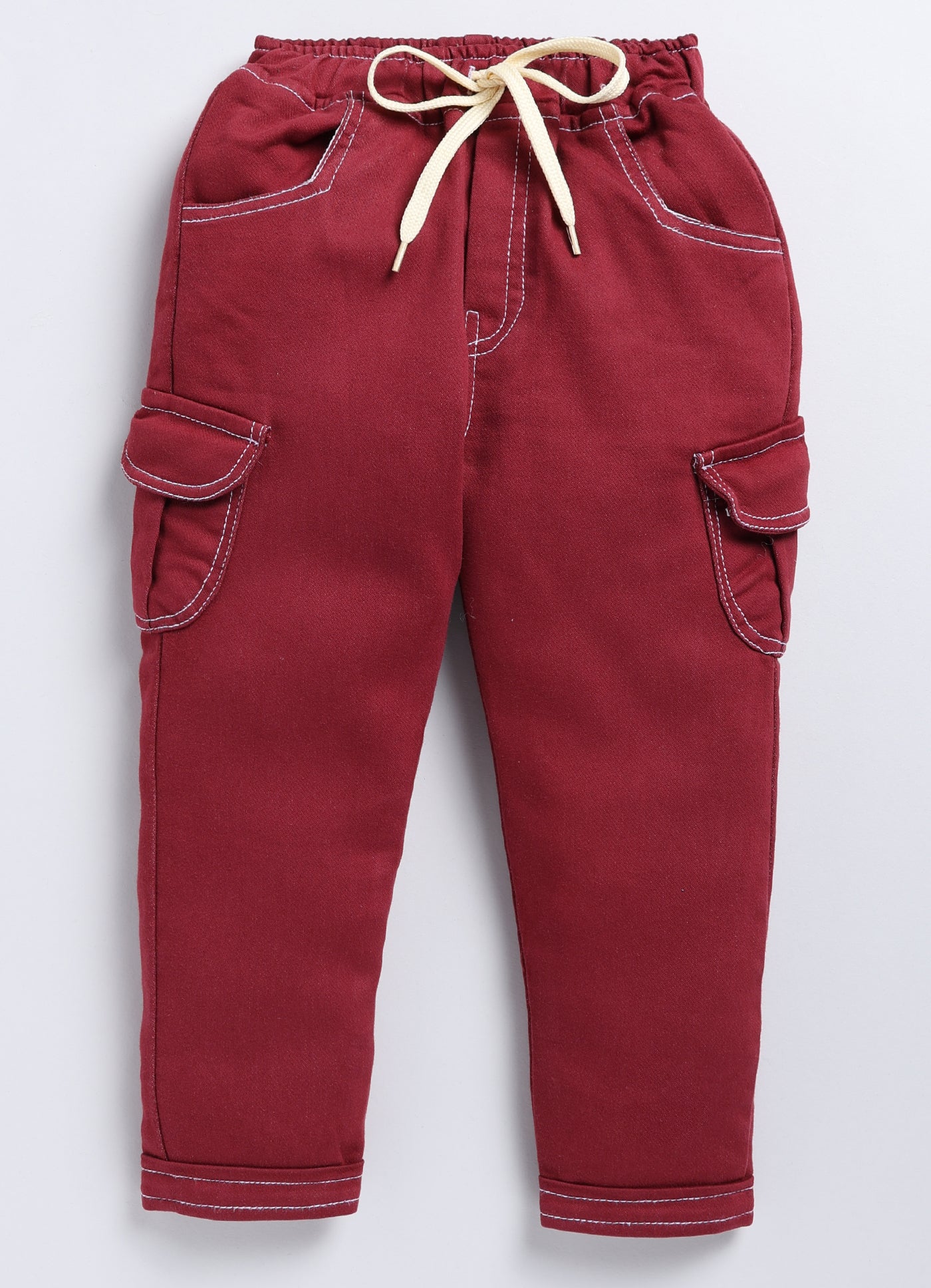 Boys Jogger Fit Mid Rise Maroon Jeans