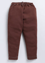 Boys Jogger Fit Mid Rise Brown Jeans