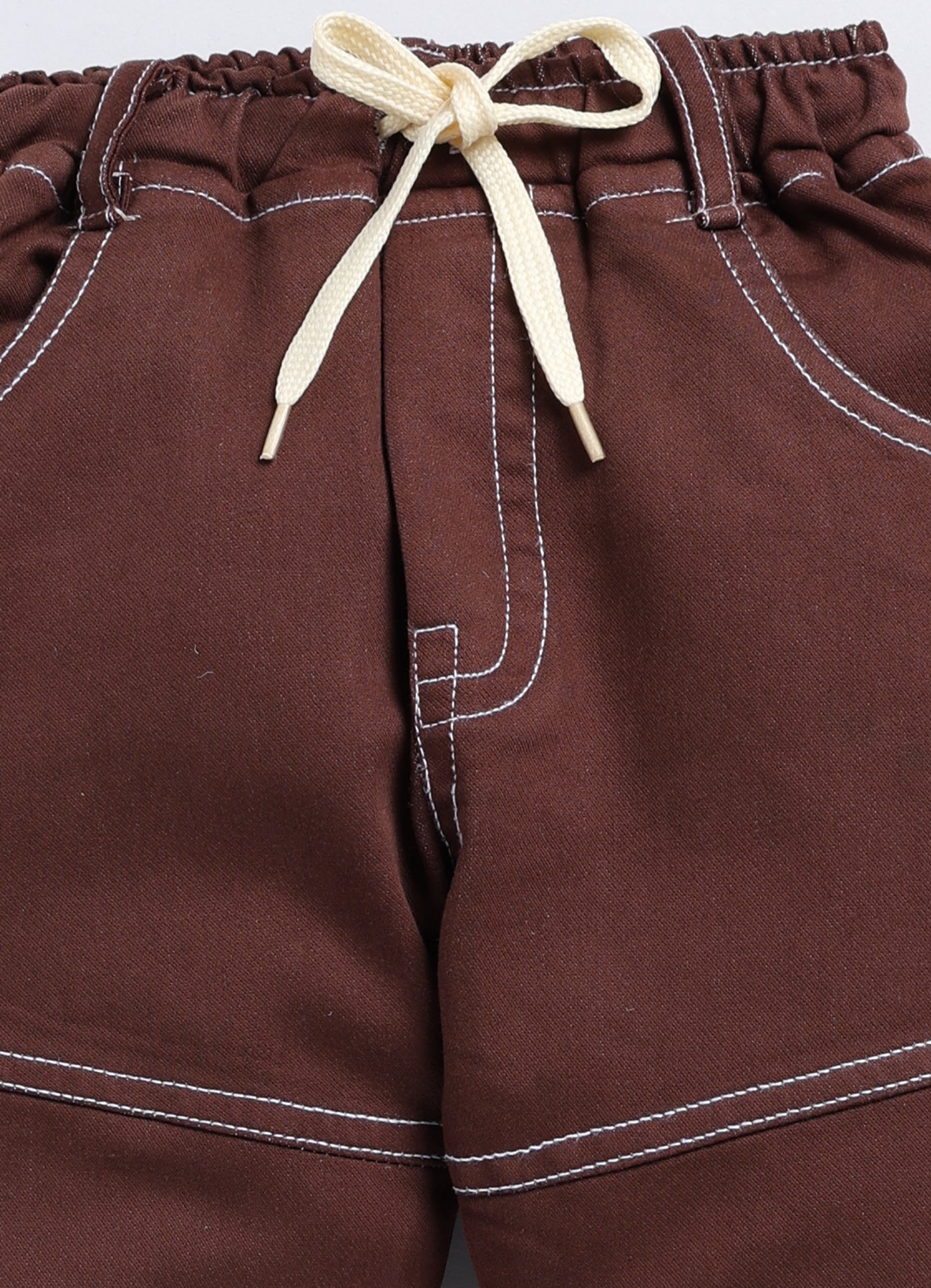 Boys Jogger Fit Mid Rise Brown Jeans