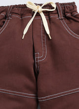 Boys Jogger Fit Mid Rise Brown Jeans