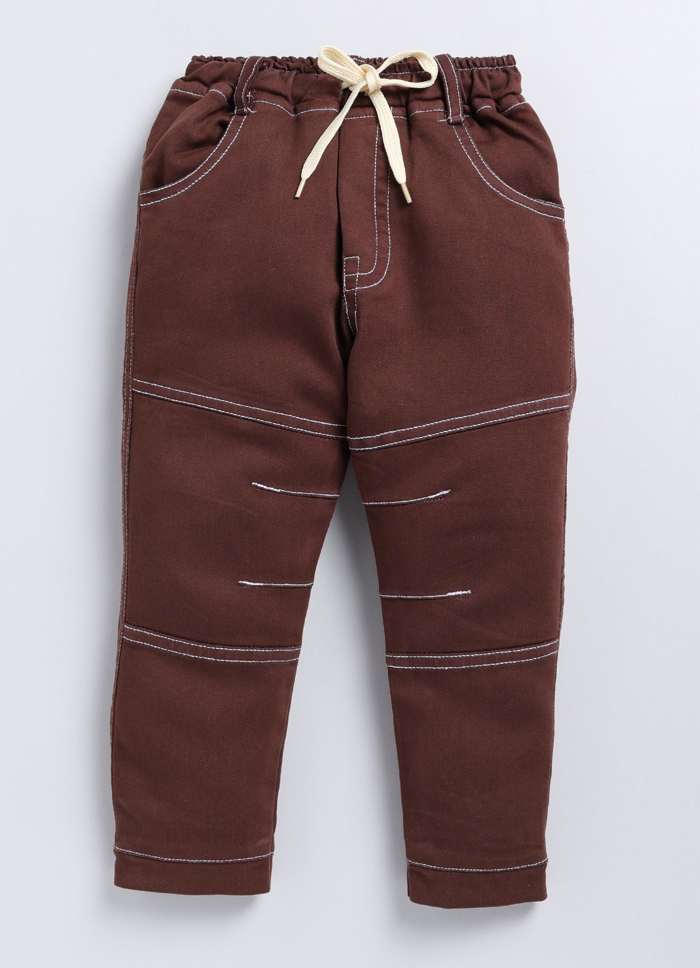Boys Jogger Fit Mid Rise Brown Jeans