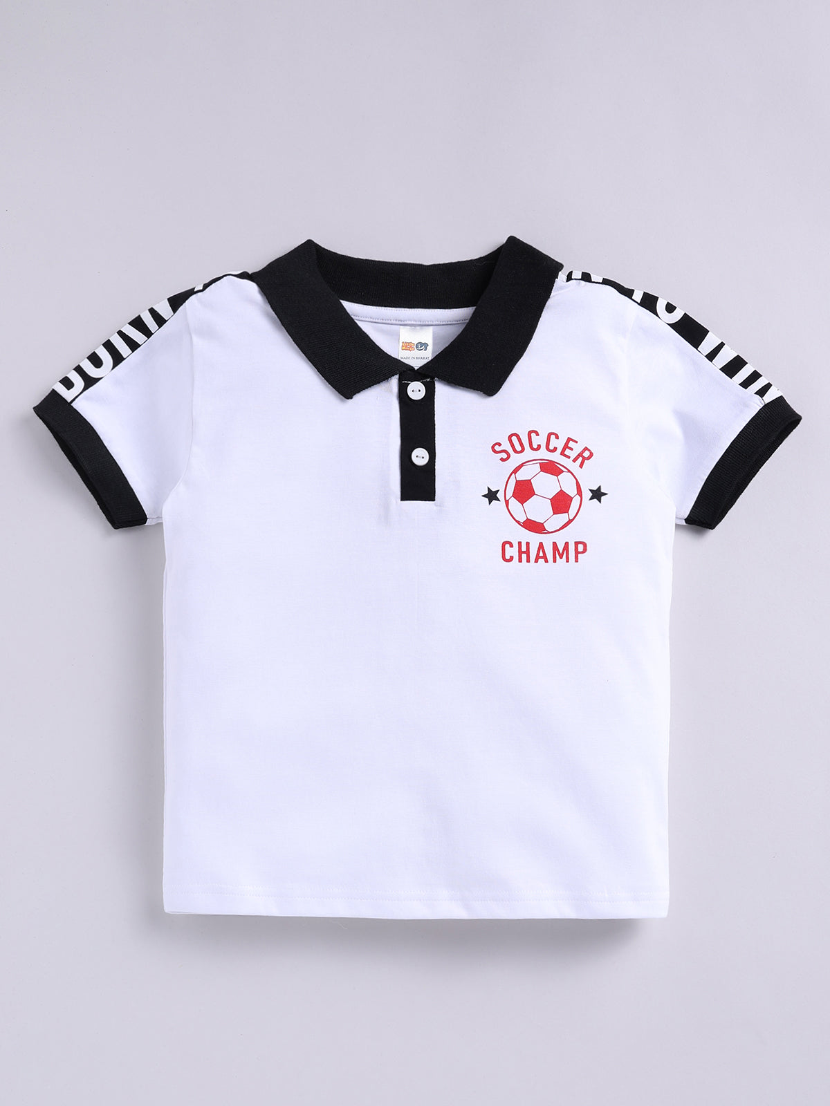 Boys Casual T-shirt Shorts  (WHITE BLACK)