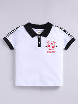 Boys Casual T-shirt Shorts  (WHITE BLACK)