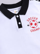 Boys Casual T-shirt Shorts  (WHITE BLACK)