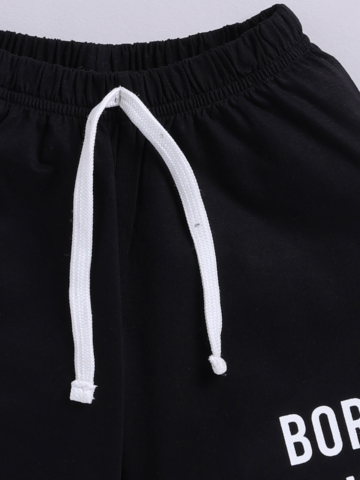 Boys Casual T-shirt Shorts  (WHITE BLACK)