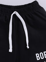 Boys Casual T-shirt Shorts  (WHITE BLACK)