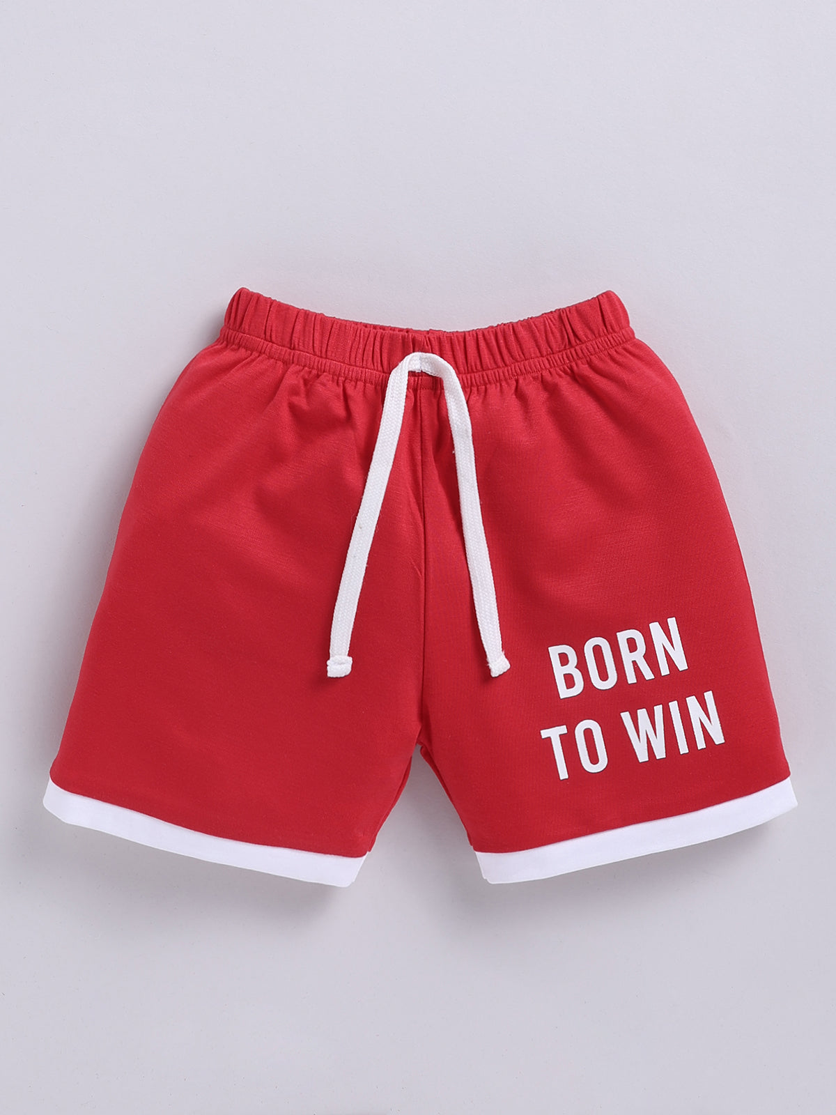 Boys Casual T-shirt Shorts  (WHITE RED)