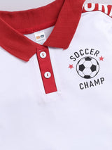 Boys Casual T-shirt Shorts  (WHITE RED)