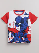 Boys Spiderman Casual T-shirt Shorts  (WHITE RED)