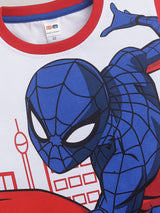 Boys Spiderman Casual T-shirt Shorts  (WHITE RED)