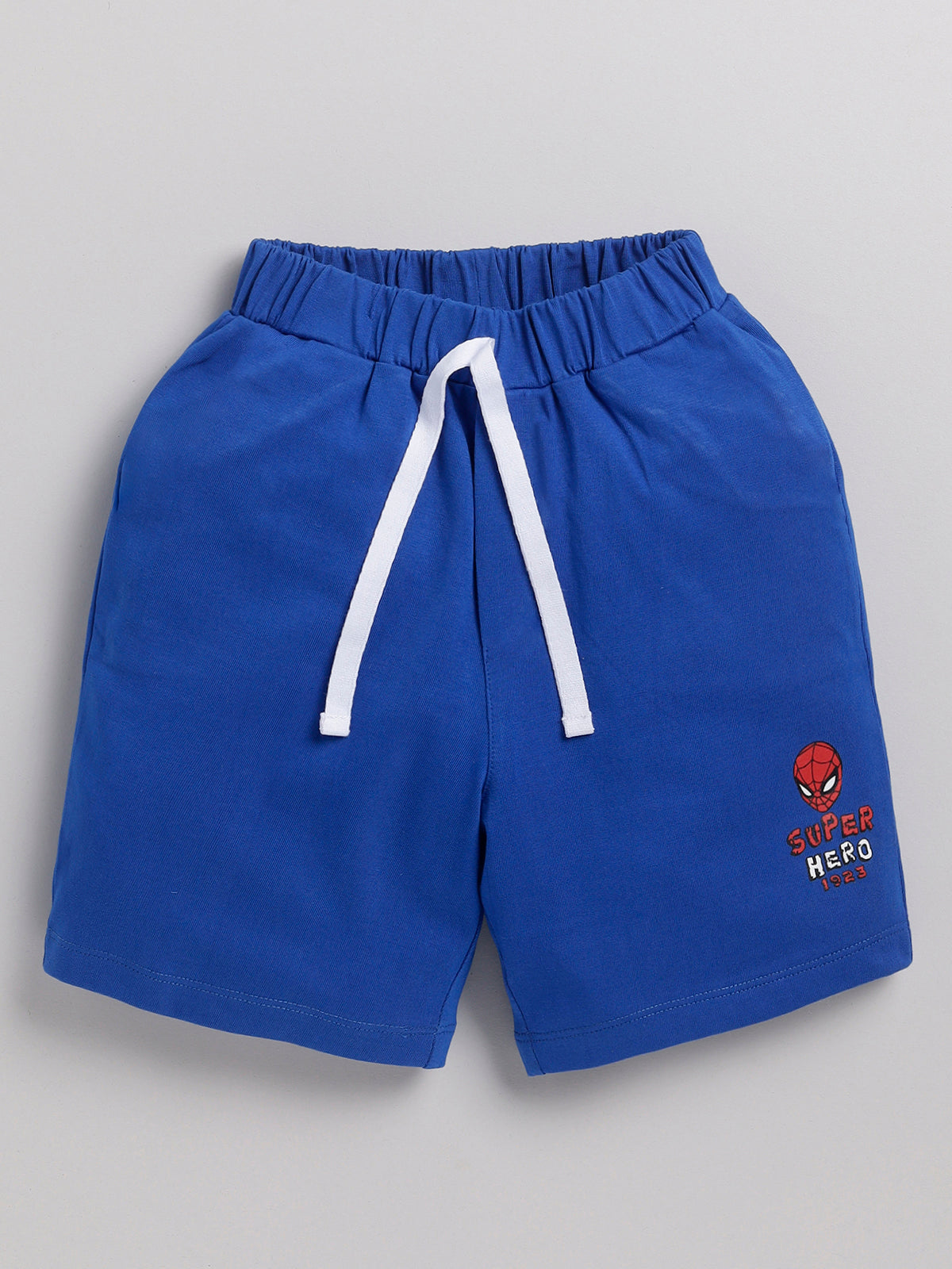 Boys Spiderman Casual T-shirt Shorts  (WHITE BLUE)