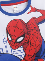 Boys Spiderman Casual T-shirt Shorts  (WHITE BLUE)