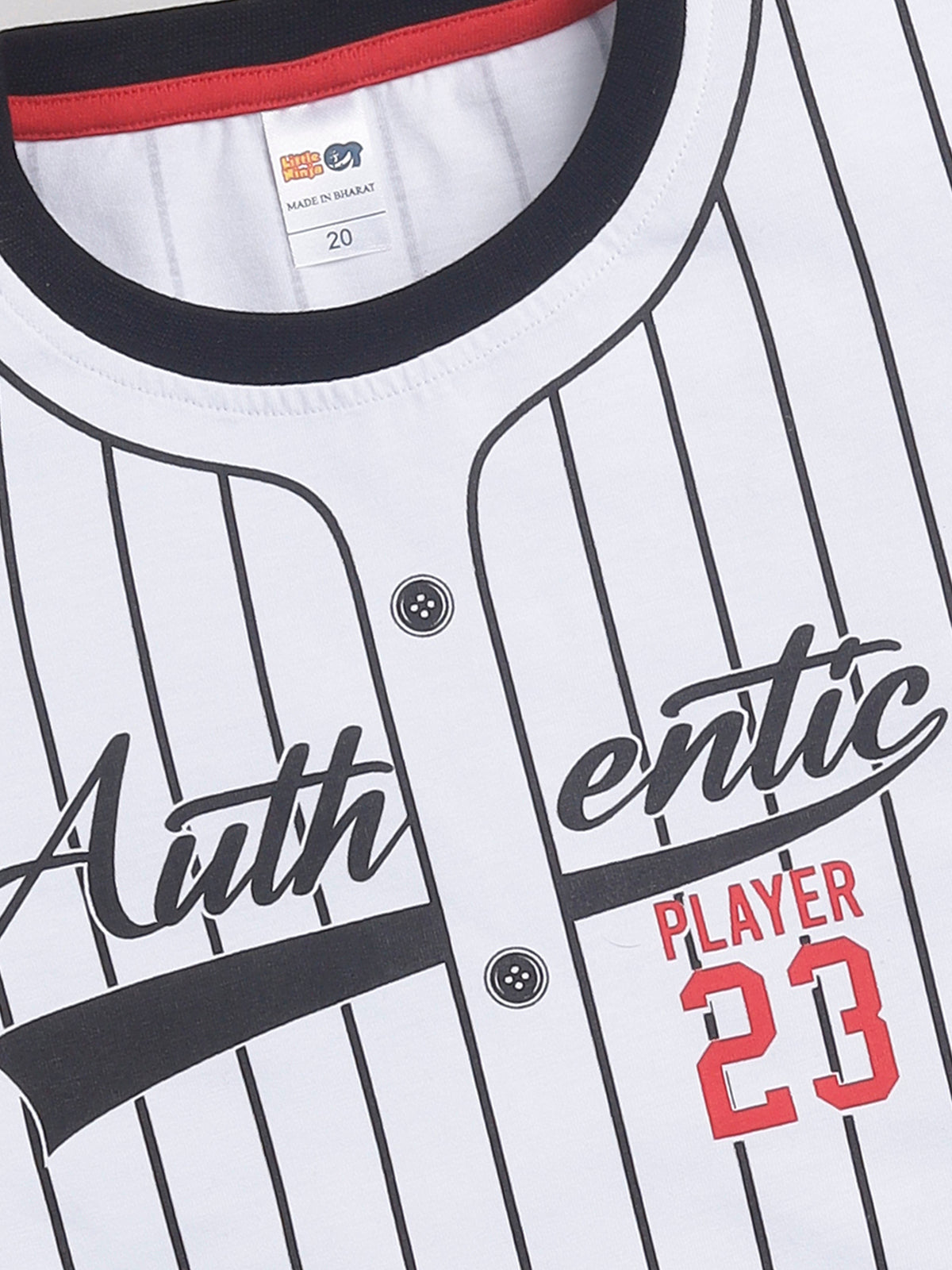 Boys Casual T-shirt Shorts  (WHITE BLACK)