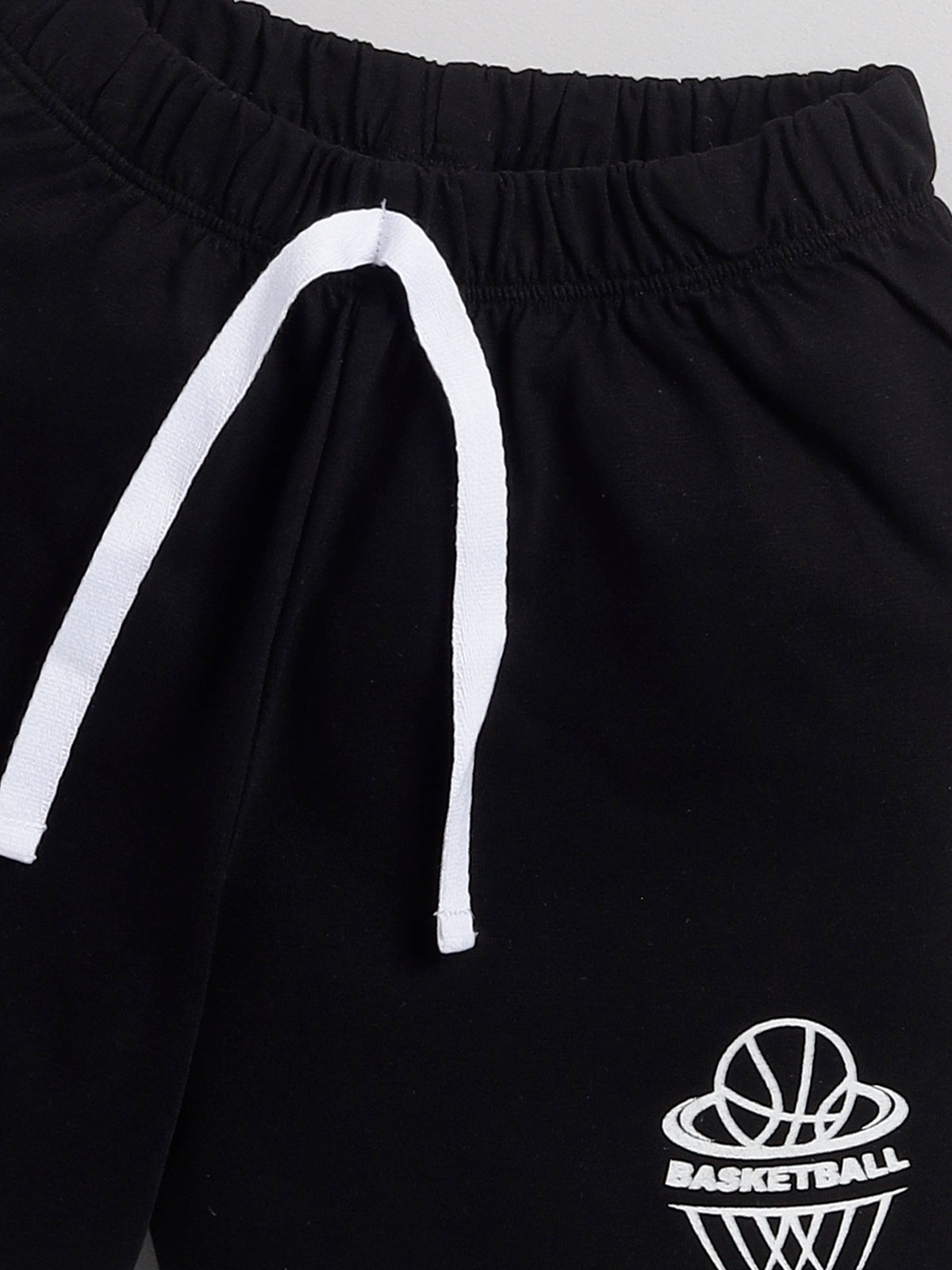 Boys Casual T-shirt Shorts  (WHITE BLACK)