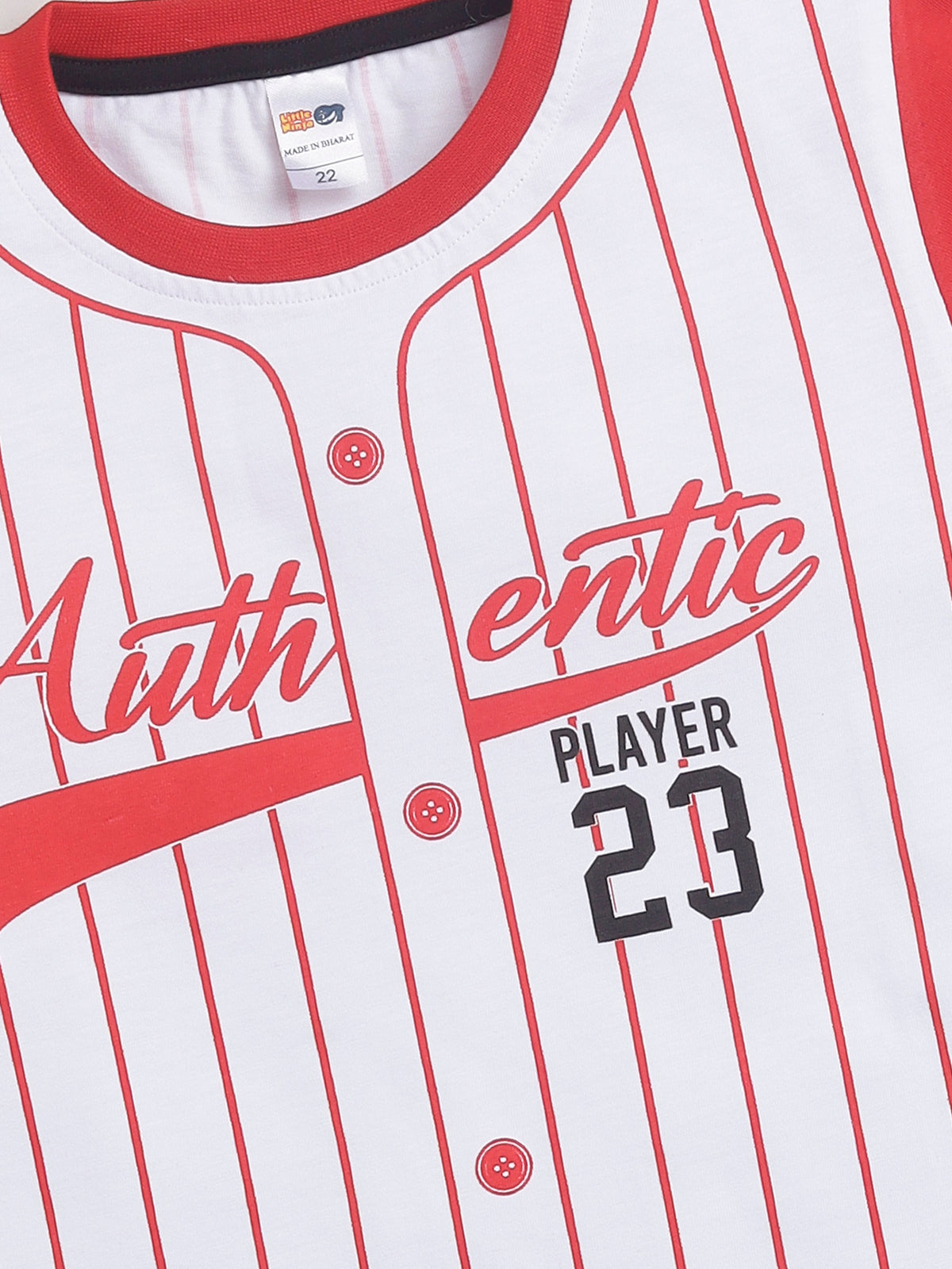 Boys Casual T-shirt Shorts  (WHITE RED)