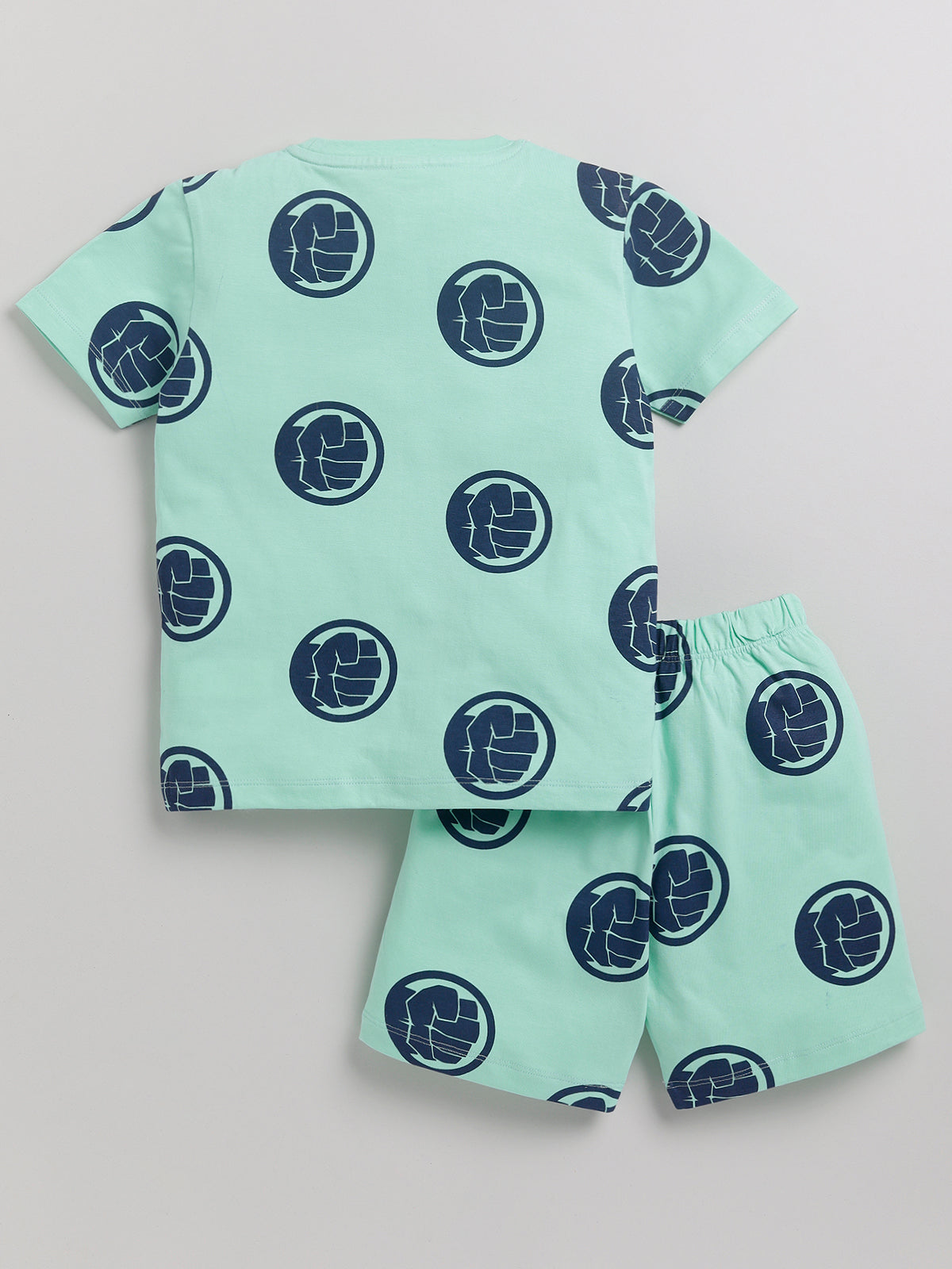 Boys Avengers Casual T-shirt Shorts  (SEA GREEN)