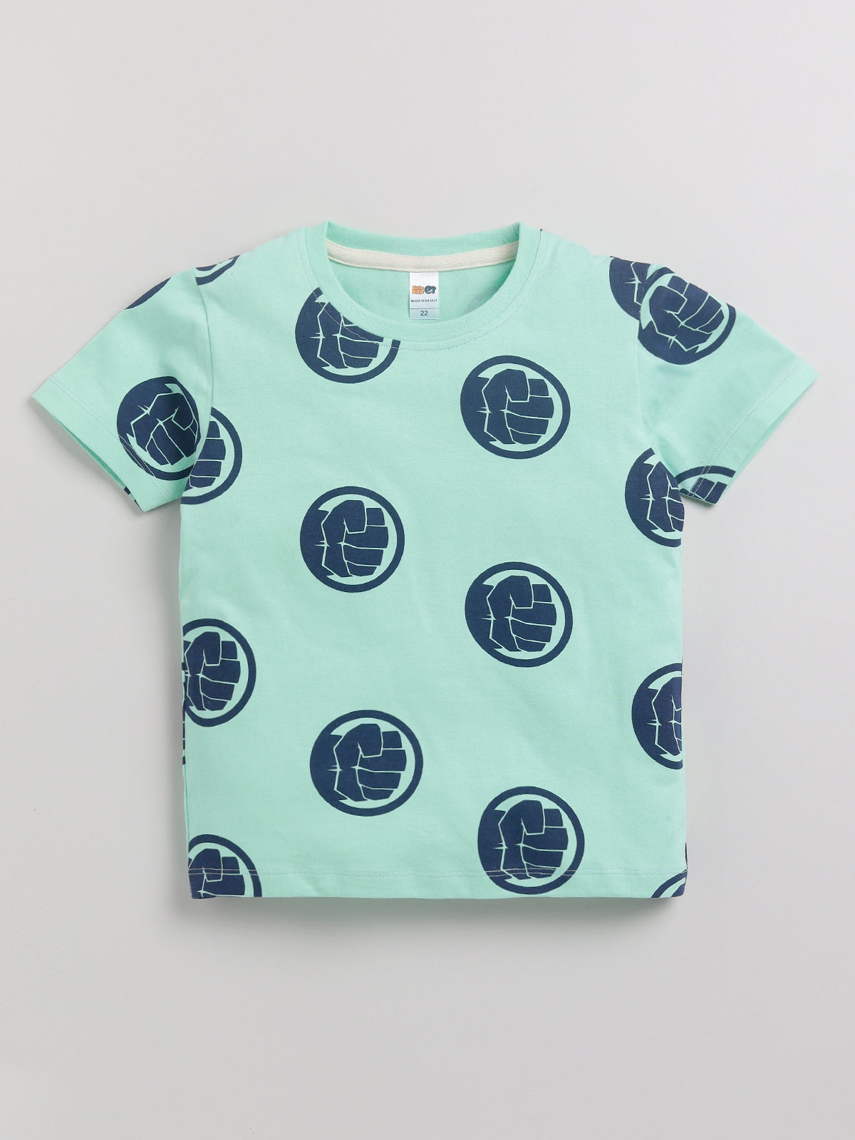 Boys Avengers Casual T-shirt Shorts  (SEA GREEN)