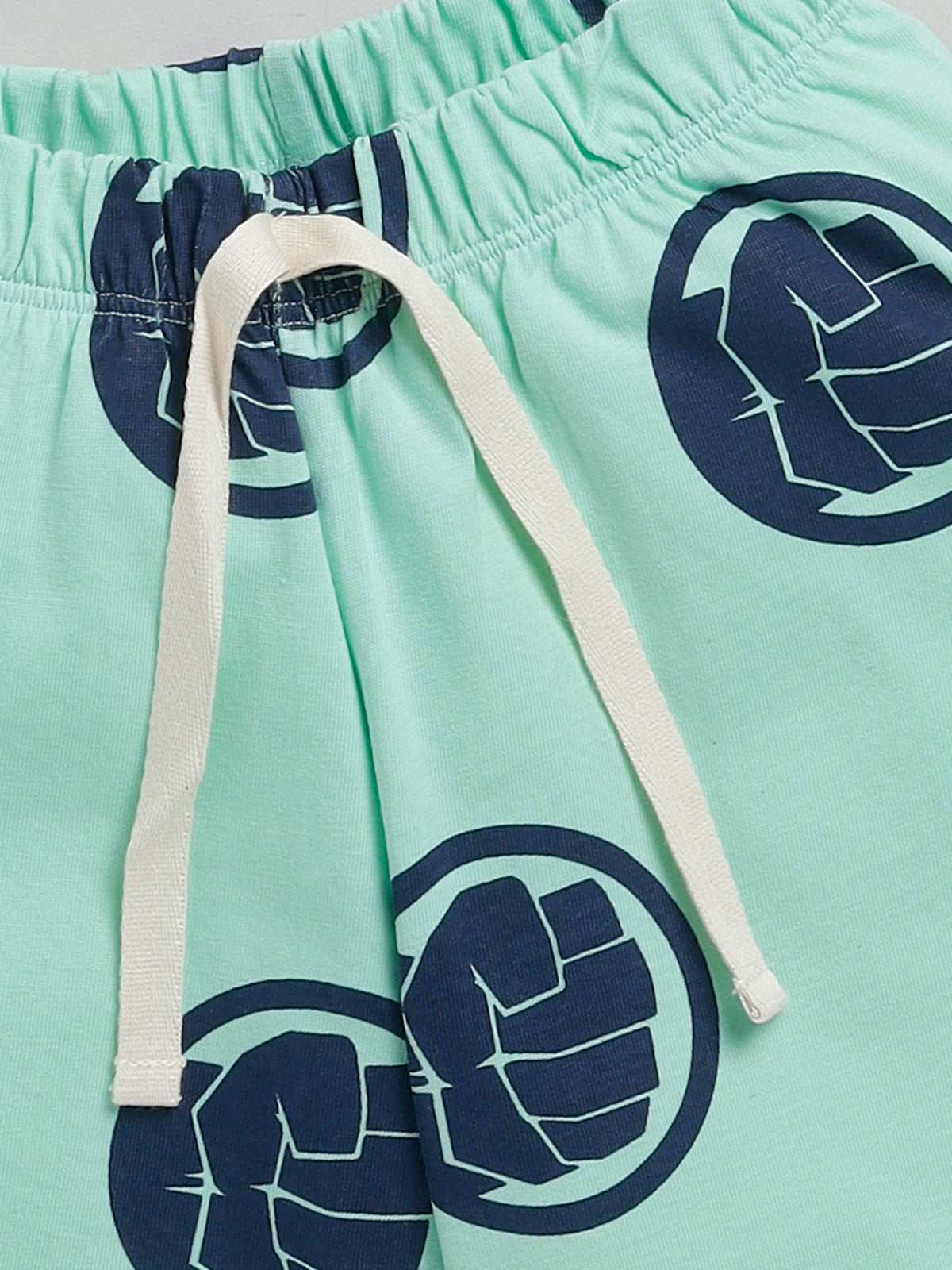 Boys Avengers Casual T-shirt Shorts  (SEA GREEN)