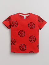 Boys Avengers Casual T-shirt Shorts  (RED)