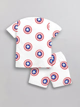 Boys Avengers Casual T-shirt Shorts  (WHITE)