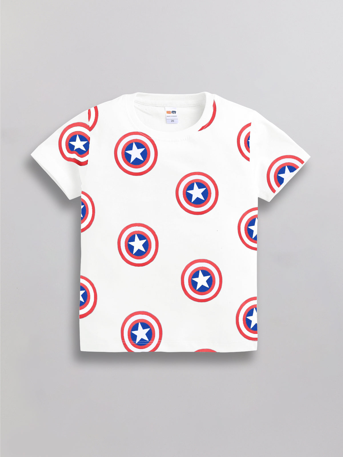 Boys Avengers Casual T-shirt Shorts  (WHITE)