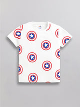 Boys Avengers Casual T-shirt Shorts  (WHITE)
