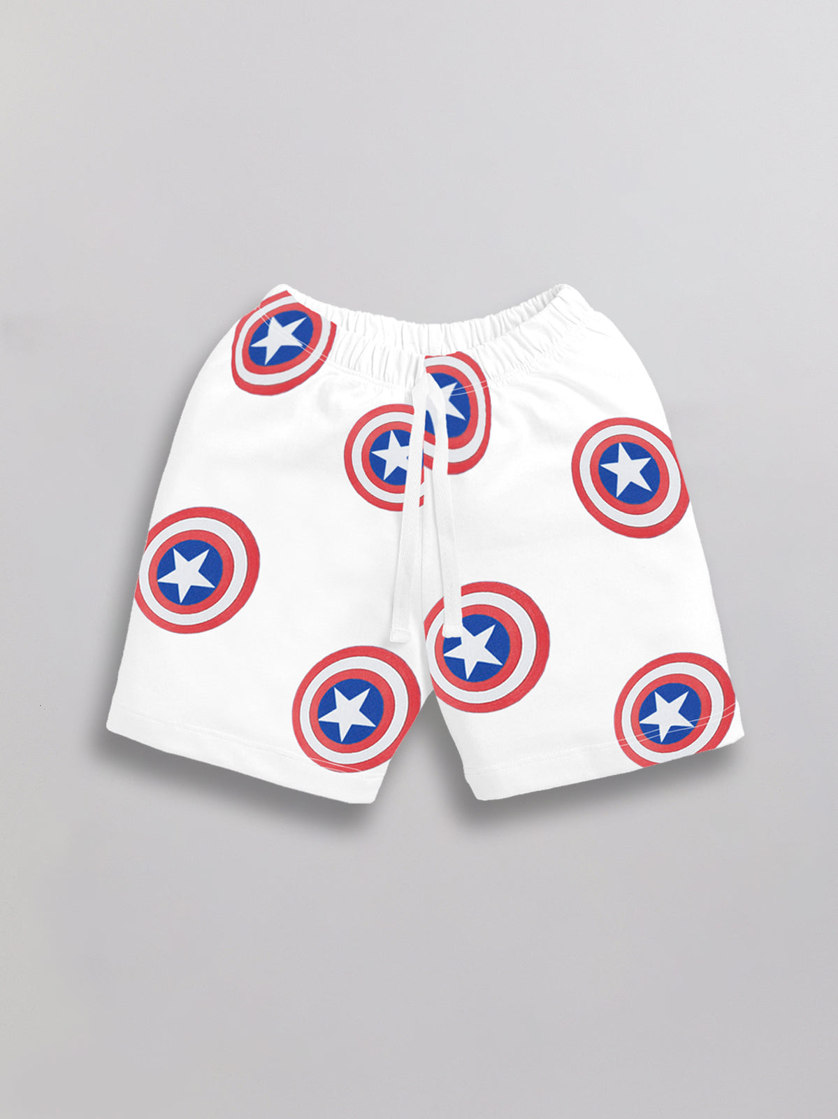 Boys Avengers Casual T-shirt Shorts  (WHITE)