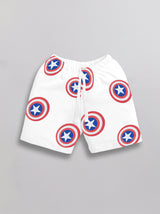 Boys Avengers Casual T-shirt Shorts  (WHITE)