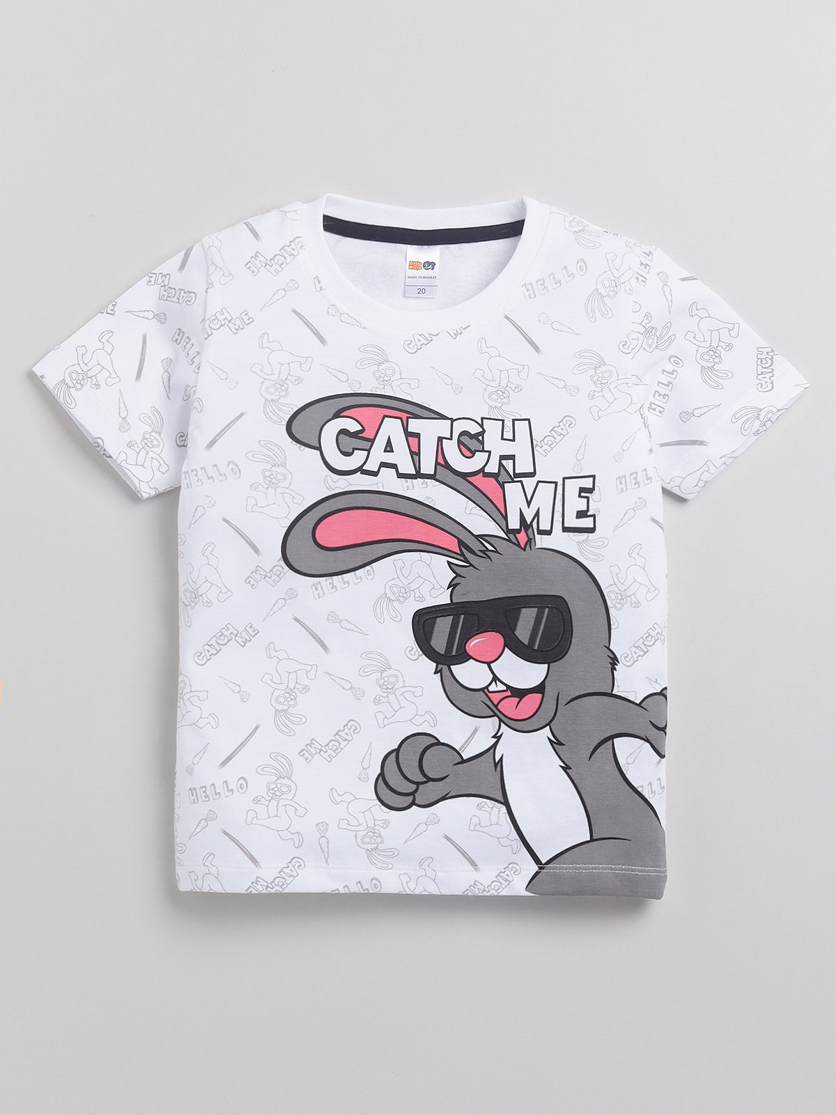 Boys Casual T-shirt Shorts  (WHITE BLACK)