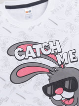 Boys Casual T-shirt Shorts  (WHITE BLACK)