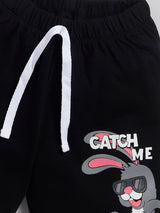 Boys Casual T-shirt Shorts  (WHITE BLACK)
