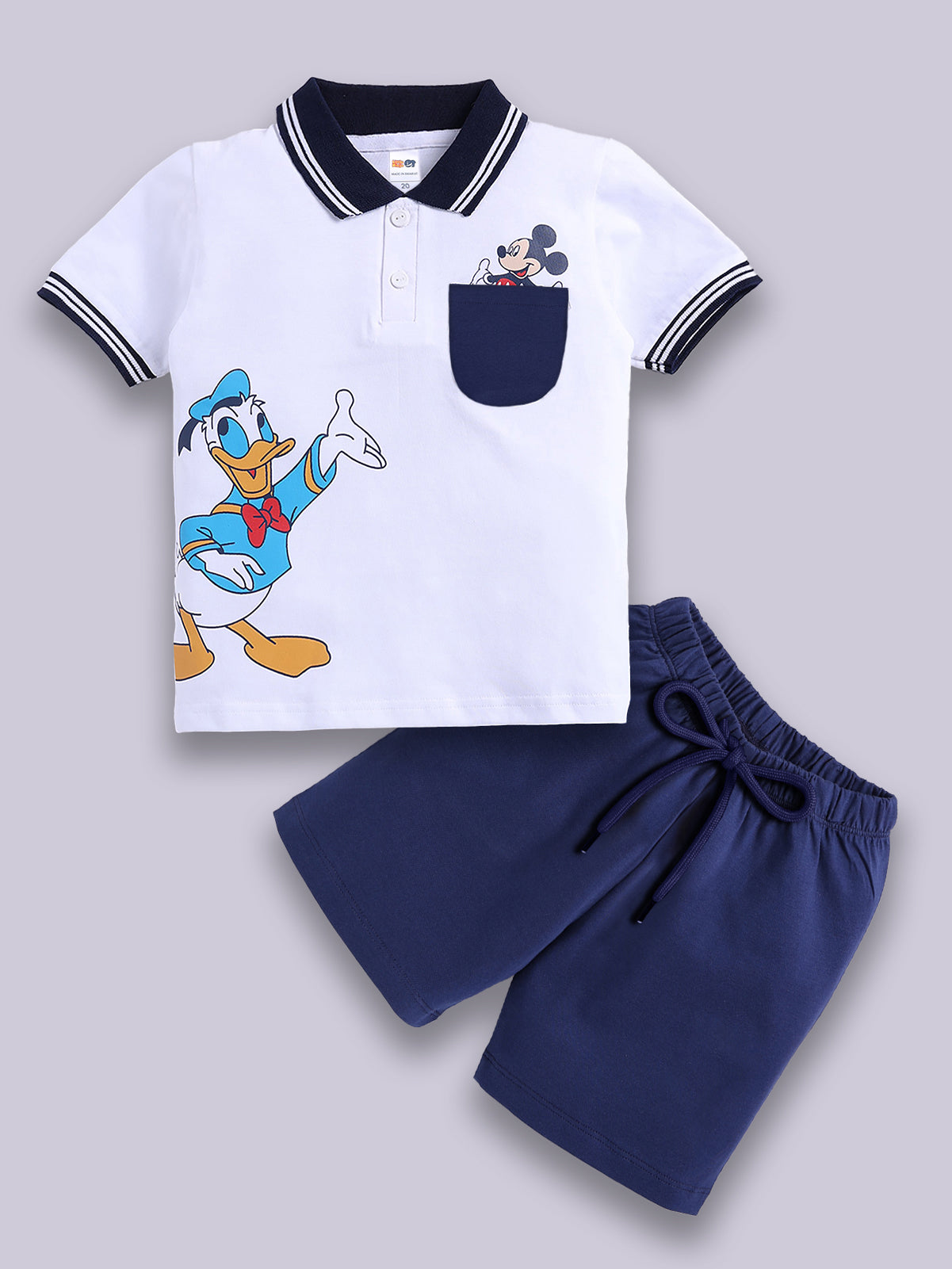 Boys Casual T-shirt Shorts  (NAVY ALL)